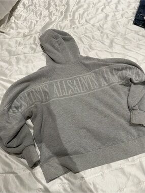 AllSaints Women’s Grey Logo Hoodie Sweatshirt